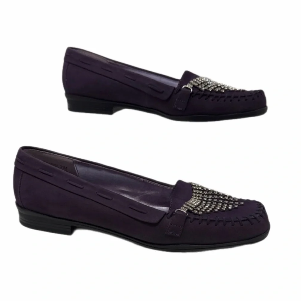 Bellini Fierce Purple Flats with Silver and rhinestone Detailing Size 7